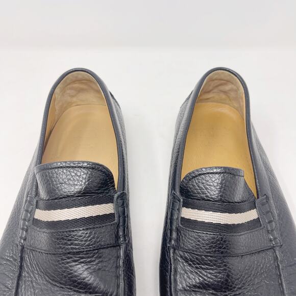 Bally Mens US 10 Black Wabler Calf Grained Leather Loafer Slip On Driving Shoe main image 8